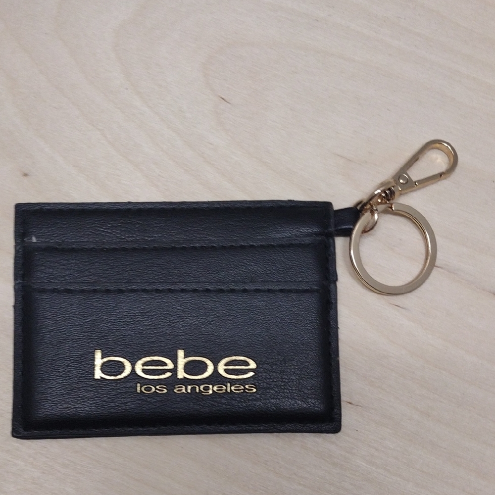 Bebe los angeles Black Card Holder with Gold Color Keychain